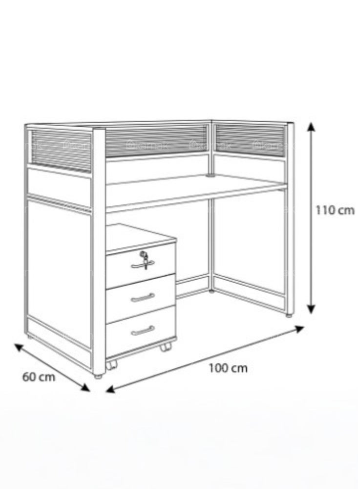 Karnak Neeya 1 Person Office Workstation Desk with Privacy Screen & Storage Drawers Computer Laptop Table for Home & Office (White) - Image 5