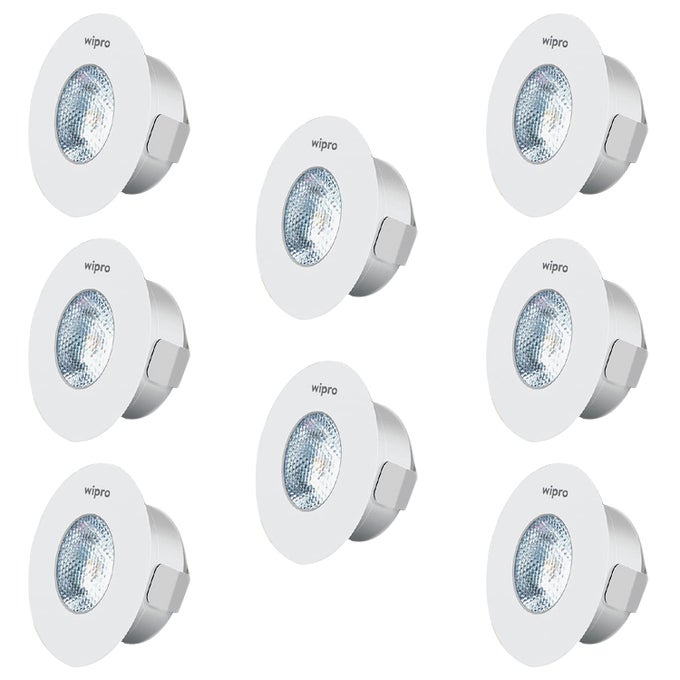 2 WATT ATOM SPOTLIGHTCOMPACT AND BRIGHT 3000K LED DOWNLIGHTER WHITE PACK OF 8 STANDARD 4569100000928PK
