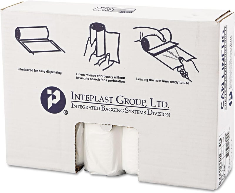 S334016N High-Density Can Liner, 33 x 40, 33gal, 16mic, Clear, 25/Roll, 10 Rolls/Carton