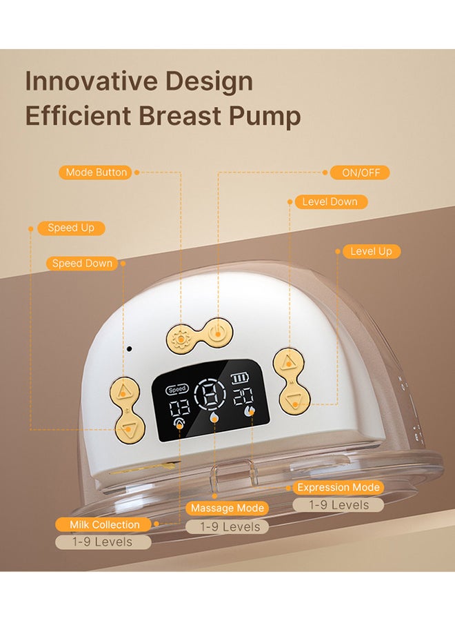 Doopser مضخة ثدي كهربائية قابلة للارتداء، بدون استخدام اليدين، 17 مم، 19 مم، 21 مم، قابلة للشحن عبر USB Type-C، 3 أوضاع و 9 مستويات، 240 مل - Image 3