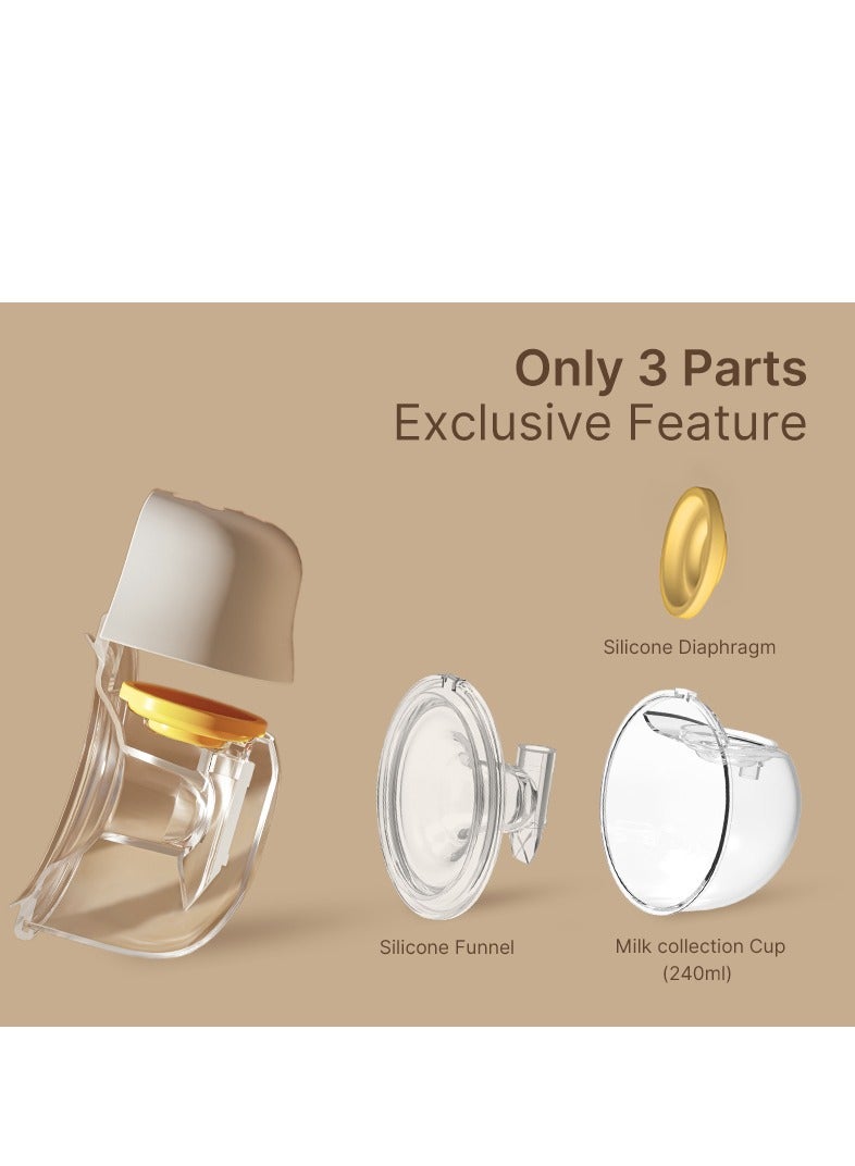 Doopser مضخة ثدي كهربائية قابلة للارتداء، بدون استخدام اليدين، 17 مم، 19 مم، 21 مم، قابلة للشحن عبر USB Type-C، 3 أوضاع و 9 مستويات، 240 مل - Image 5