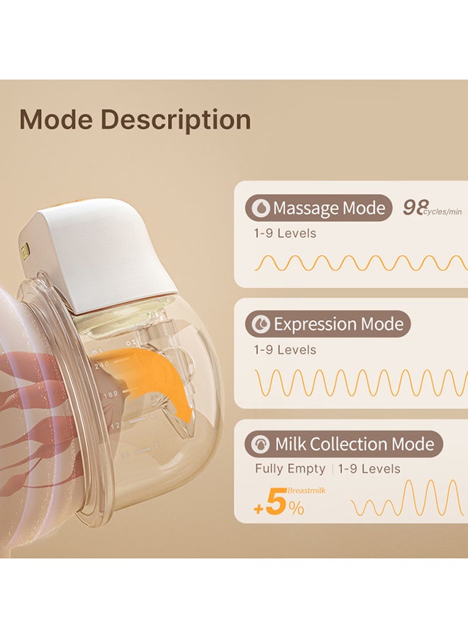 Doopser مضخة ثدي كهربائية قابلة للارتداء، بدون استخدام اليدين، 17 مم، 19 مم، 21 مم، قابلة للشحن عبر USB Type-C، 3 أوضاع و 9 مستويات، 240 مل - Image 4