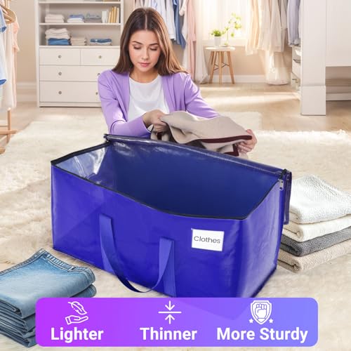 FabSpace 8 Pack Moving Storage Bags Heavy-Duty with Zippers and Reinforced Handles, Moving Supplies Packing Boxes for Moving, Storing, Saving Space, Blue Plastic Storage Totes 93 L(24 Gallon) - Image 5