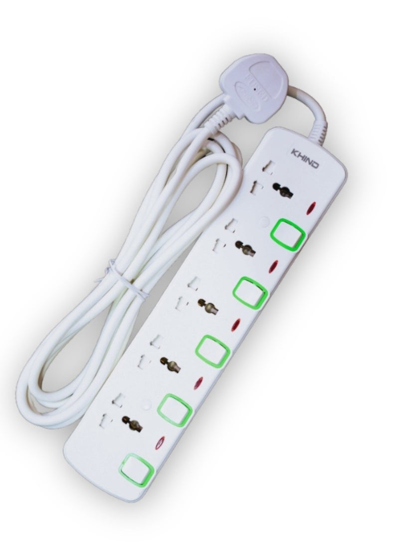 KHIND High Quality Power Extension Universal 5 Socket Plug Adapter, Extension Cord 3 Meter - Image 3