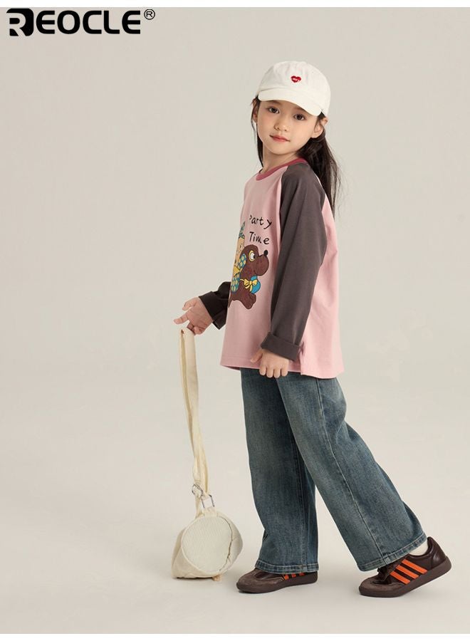 ريوكل كارديجان أزياء الأطفال بتطريز دقيق وقصة مريحة فضفاضة، سترة أطفال ملونة من القطن للارتداء اليومي الكاجوال - Image 2