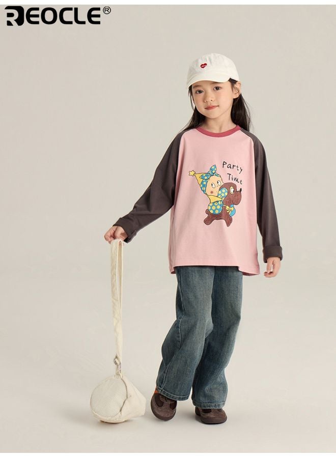 ريوكل كارديجان أزياء الأطفال بتطريز دقيق وقصة مريحة فضفاضة، سترة أطفال ملونة من القطن للارتداء اليومي الكاجوال - Image 1