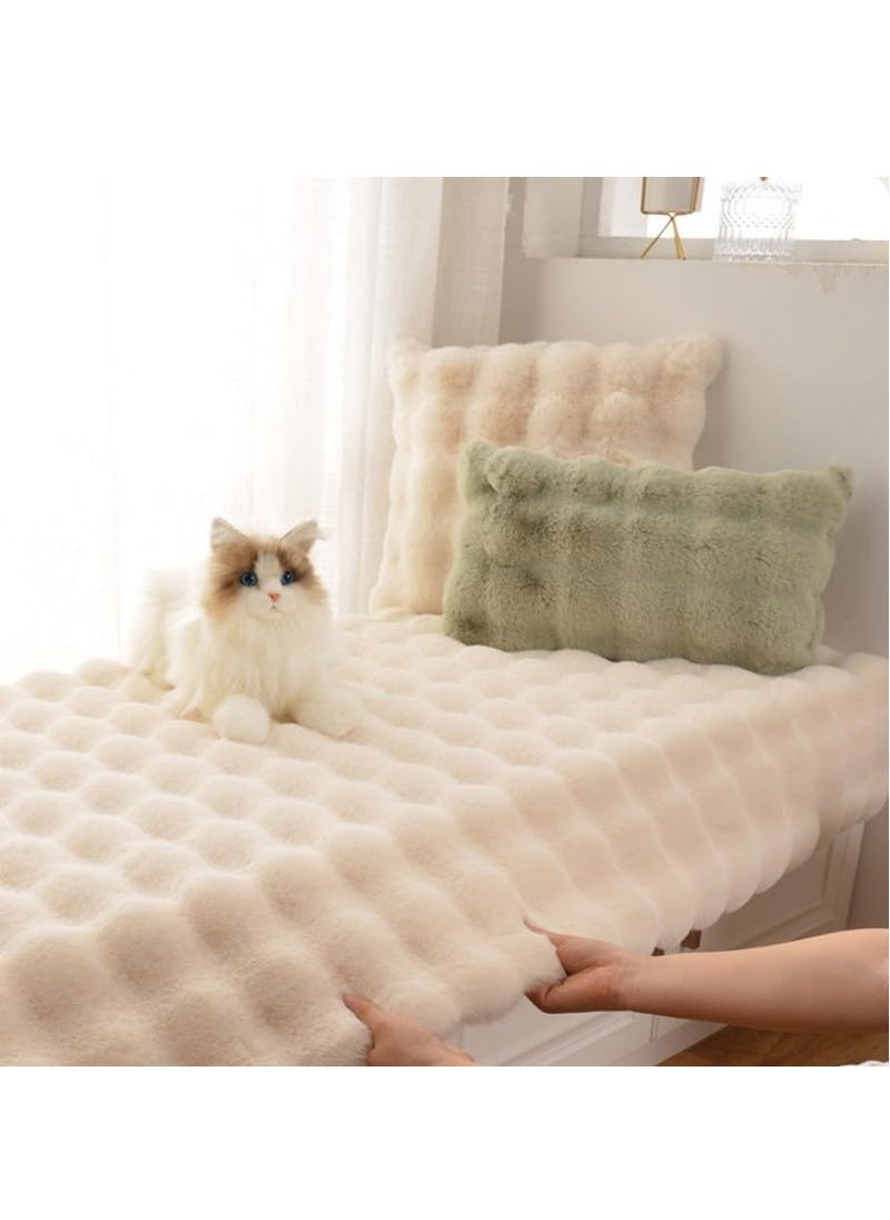 XiuWoo - 90*150cm Ultra Soft Fluffy Rug Beige Faux Sheepskin Fur Area Rug Shaggy Couch Cover Seat Cushion Furry Carpet Beside Rugs for Bedroom Floor Sofa Living Room Runner, Beige - Image 1