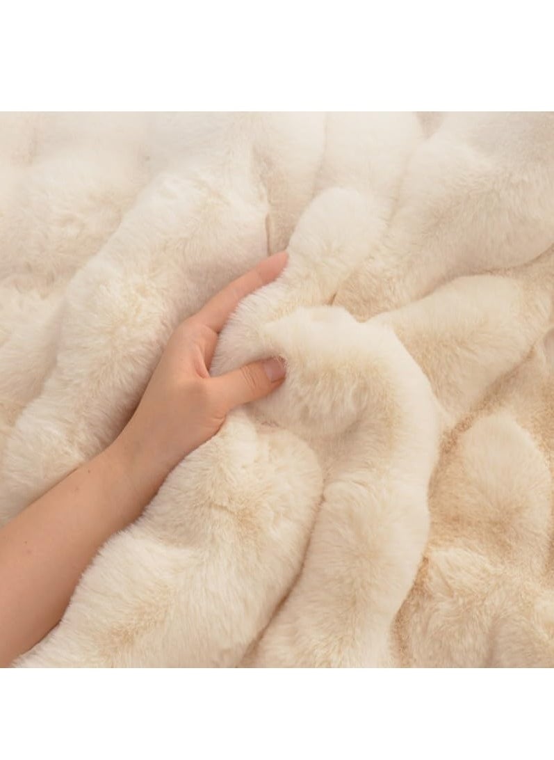 XiuWoo - 90*150cm Ultra Soft Fluffy Rug Beige Faux Sheepskin Fur Area Rug Shaggy Couch Cover Seat Cushion Furry Carpet Beside Rugs for Bedroom Floor Sofa Living Room Runner, Beige - Image 1