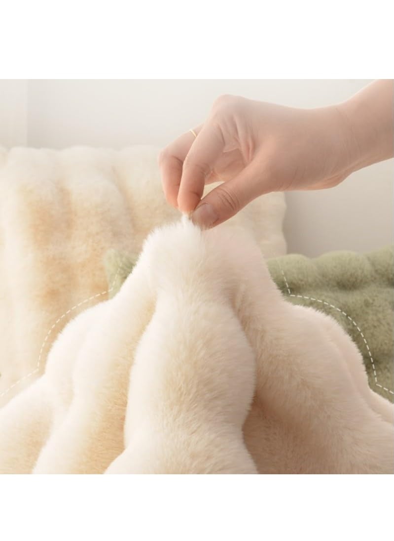 XiuWoo - 90*150cm Ultra Soft Fluffy Rug Beige Faux Sheepskin Fur Area Rug Shaggy Couch Cover Seat Cushion Furry Carpet Beside Rugs for Bedroom Floor Sofa Living Room Runner, Beige - Image 1