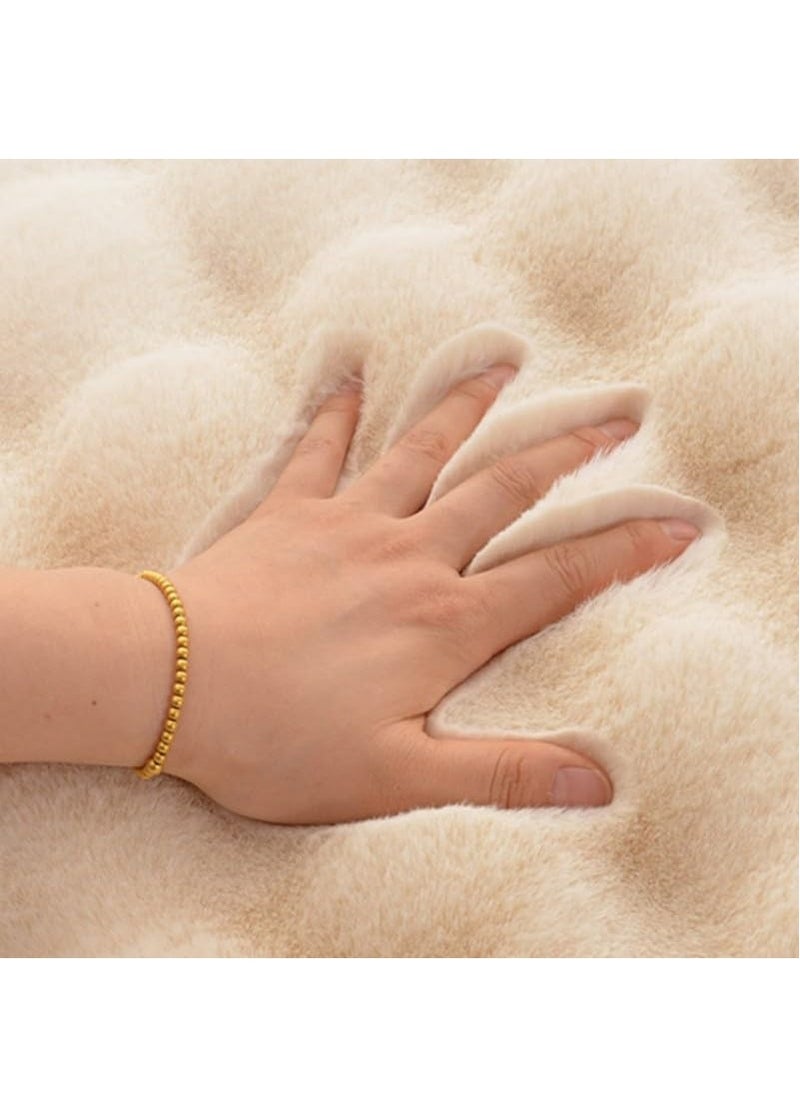 XiuWoo - 90*150cm Ultra Soft Fluffy Rug Beige Faux Sheepskin Fur Area Rug Shaggy Couch Cover Seat Cushion Furry Carpet Beside Rugs for Bedroom Floor Sofa Living Room Runner, Beige - Image 1