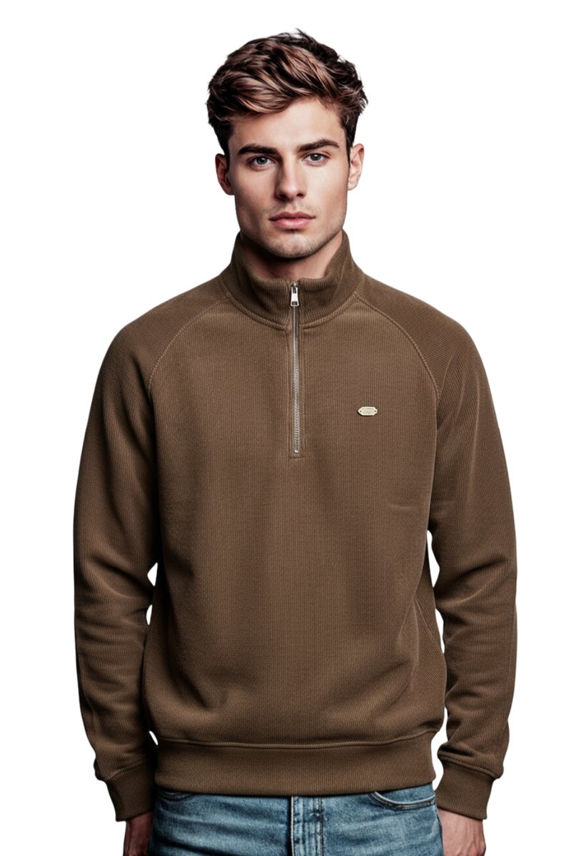 WHITE RABBIT Men’s Half-Zip Ribbed Sweater - Image 1