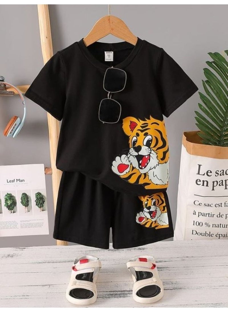 Amazon Ev Amazon Home Side Bear Shorts Bottom Top Set 4-YEAR-OLD / 13-YEAR-OLD  - Image 1