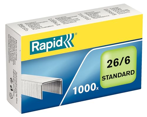 Rapid 26/6mm Standard Staples, for Stapling up to 20 Sheets, Use with Desktop and Electric Staplers, Galvanised Wire, Box of 1000, 24861300 - Image 2