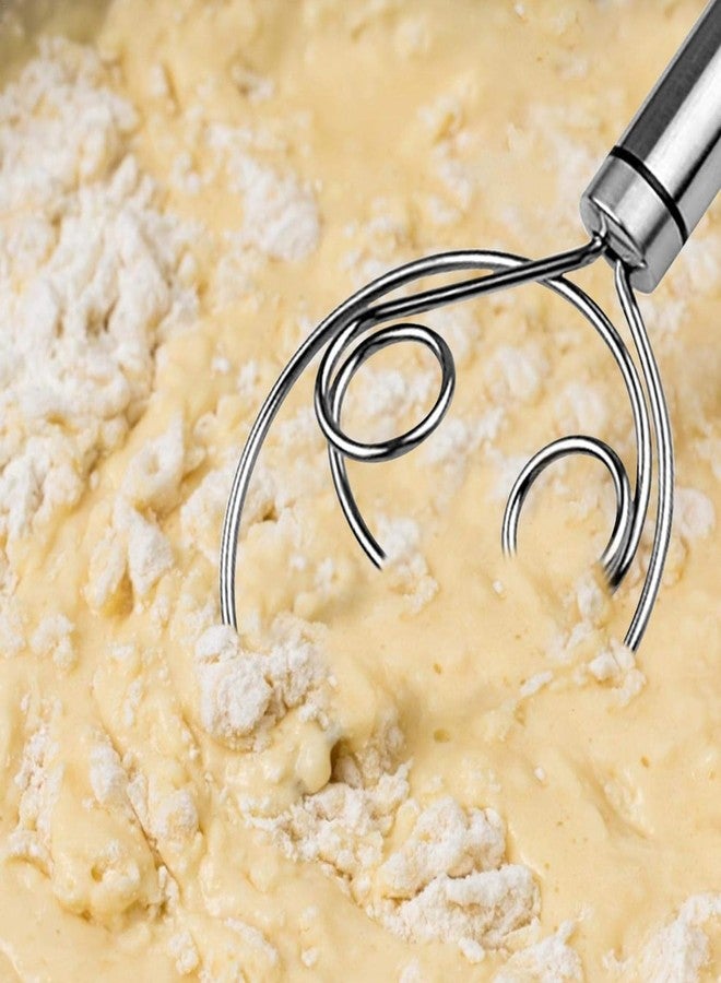 JOLYMIT Stainless Steel Dough Mixer Hand Tool for Bread, Batter and Pastry, Baking Tools Beater, Roti Atta Egg Beater for Home Kitchen Baking Accessories (Pack of 1 / Silver) - Image 2