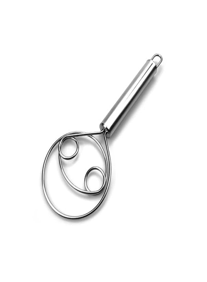 JOLYMIT Stainless Steel Dough Mixer Hand Tool for Bread, Batter and Pastry, Baking Tools Beater, Roti Atta Egg Beater for Home Kitchen Baking Accessories (Pack of 1 / Silver) - Image 1