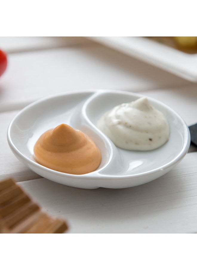 Restaurantware Restaurantware-3.5 Inch Sauce Plates, 10 Microwave-Safe White Sauce Dishes - 2 Compartments, Oven-Safe, White Porcelain Small White Dishes, Chip-Resistant, For Sauces  - Image 3