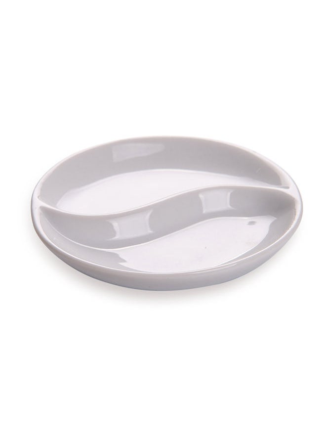 Restaurantware Restaurantware-3.5 Inch Sauce Plates, 10 Microwave-Safe White Sauce Dishes - 2 Compartments, Oven-Safe, White Porcelain Small White Dishes, Chip-Resistant, For Sauces  - Image 1