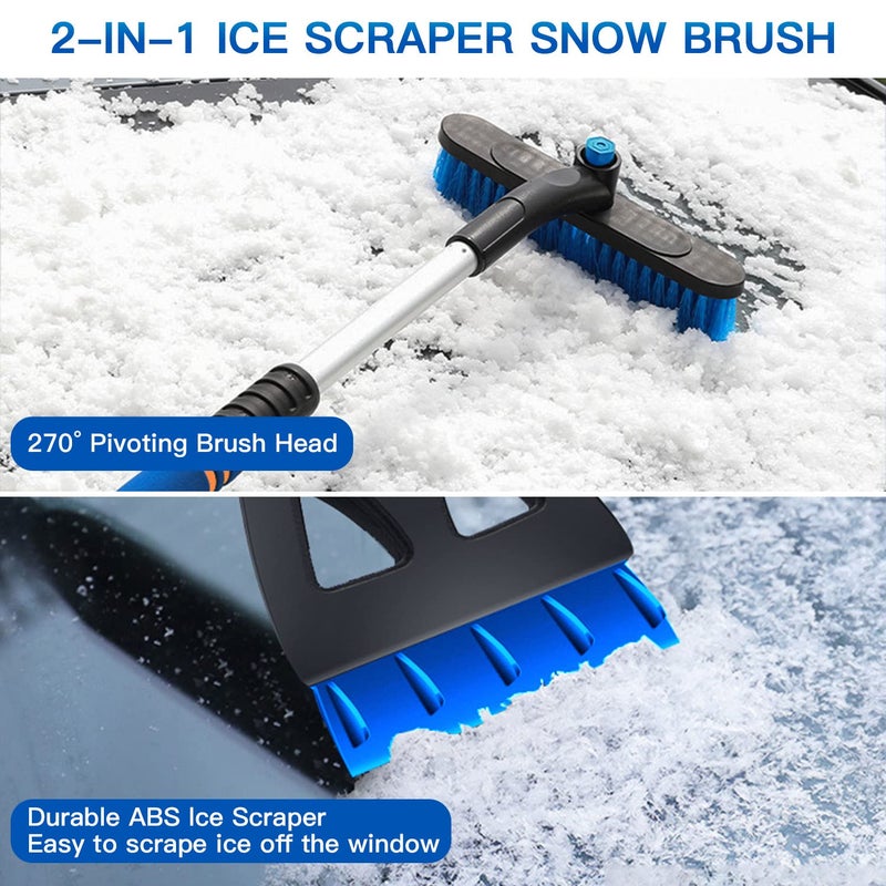 Kairiyard Ice Scrapers for Car Windshield, Upgraded 31 Inch Snow Scraper and Brush Combo Extendable 360Â° Pivoting Ice Snow Removal Tool for Car, Truck, SUV, Christmas(Blue) - Image 3