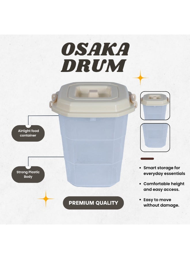 SNH Storage Drum Osaka with Locking Lid & Side Handles | Transparent Airtight Container with Beige Cover | Multipurpose Household & Kitchen Organizer - Image 2