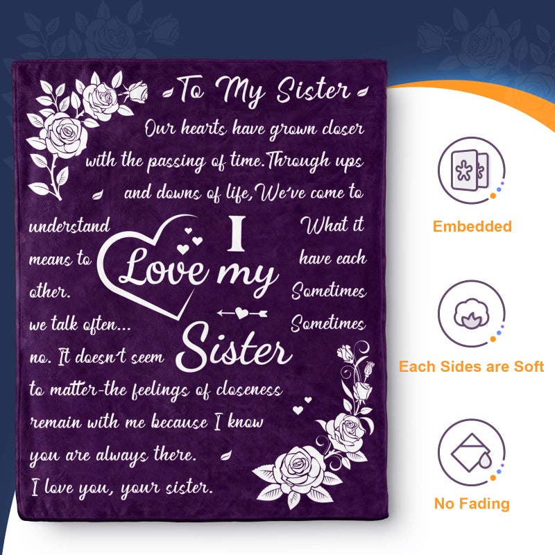 Aimego Sister Blankets from Sister  Sister Birthday Gifts from Sister  Best Friend Bestie Birthday Gifts for Women  Sisters Gifts from Sister on Christmas Valentine's Day  Soul Sister Gifts Throw Blanket - Image 2