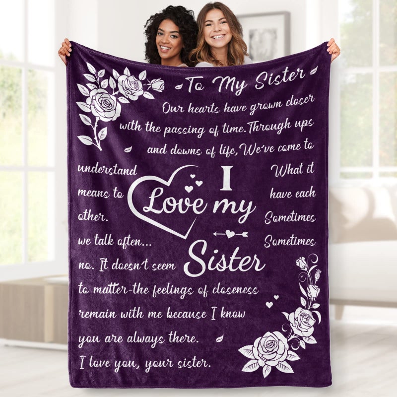 Aimego Sister Blankets from Sister  Sister Birthday Gifts from Sister  Best Friend Bestie Birthday Gifts for Women  Sisters Gifts from Sister on Christmas Valentine's Day  Soul Sister Gifts Throw Blanket - Image 1