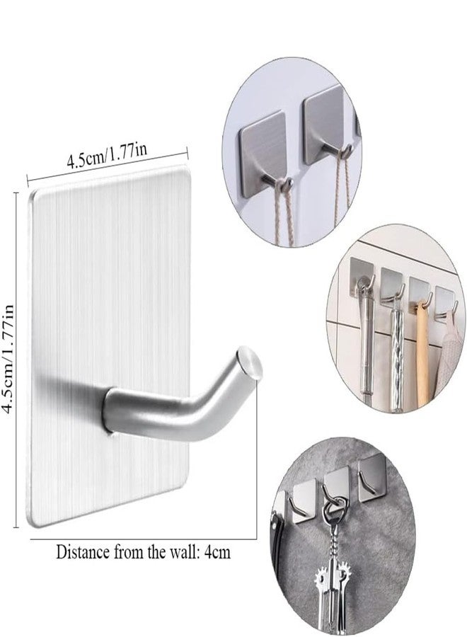 STORE 2508 Store2508 4 Pcs Stainless Steel Self Adhesive Heavy Duty Stick on Towel Wall Sticky Hooks for Hanging Bathroom Home Kitchen (Steel) - Image 3