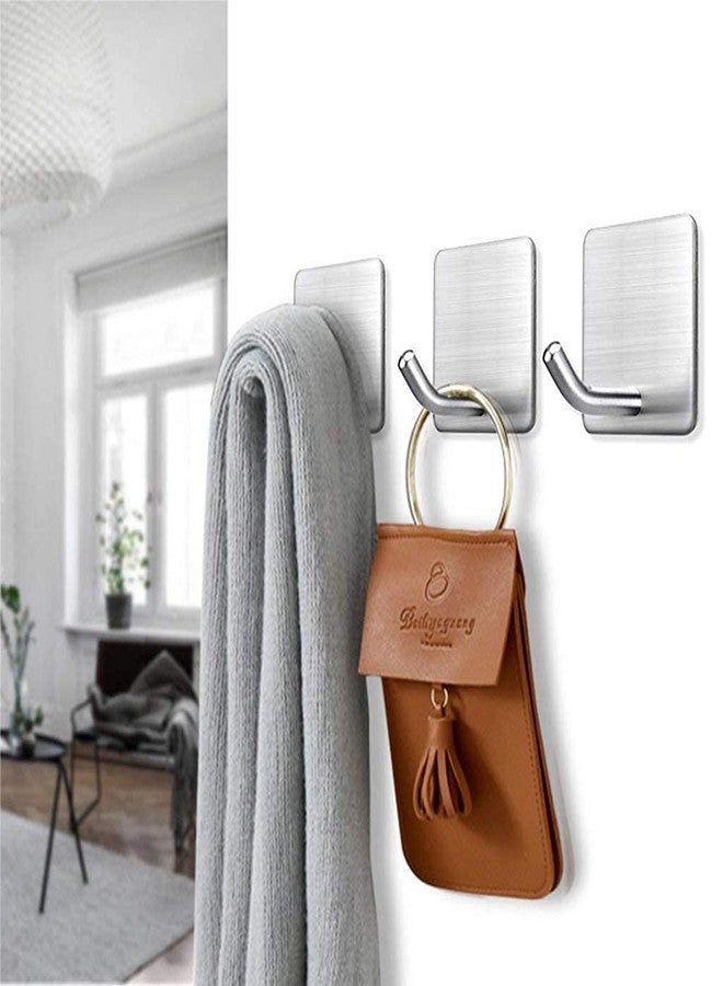 STORE 2508 Store2508 4 Pcs Stainless Steel Self Adhesive Heavy Duty Stick on Towel Wall Sticky Hooks for Hanging Bathroom Home Kitchen (Steel) - Image 4
