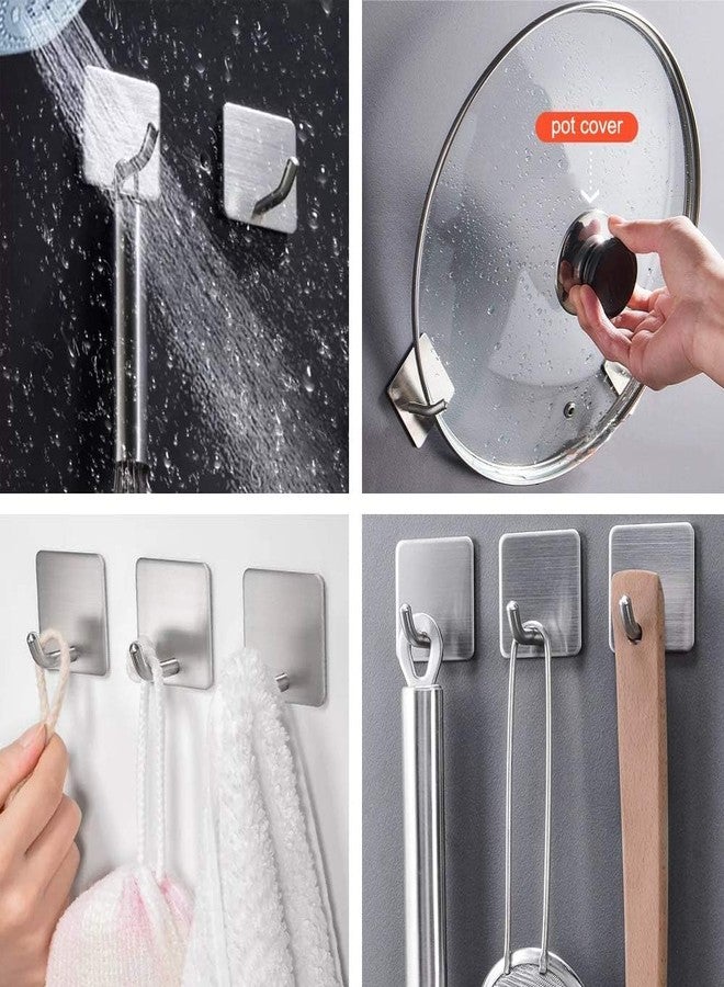 STORE 2508 Store2508 4 Pcs Stainless Steel Self Adhesive Heavy Duty Stick on Towel Wall Sticky Hooks for Hanging Bathroom Home Kitchen (Steel) - Image 5