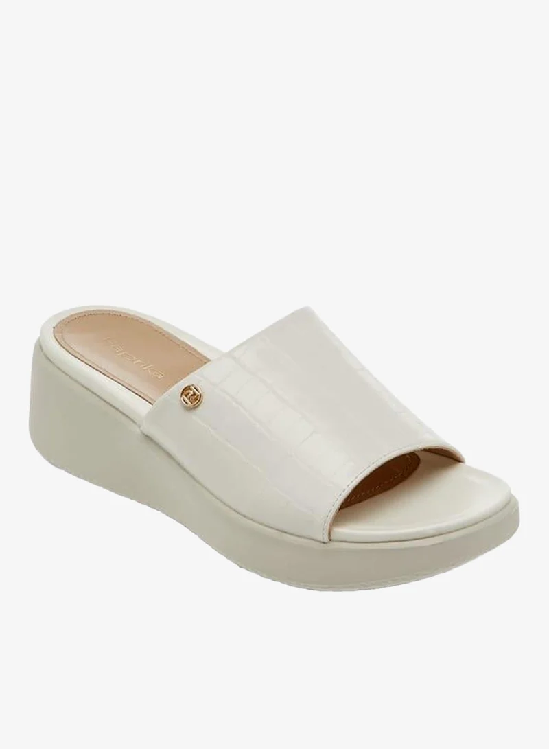 Paprika Women Textured Slip-On Sandals with Wedge Heel