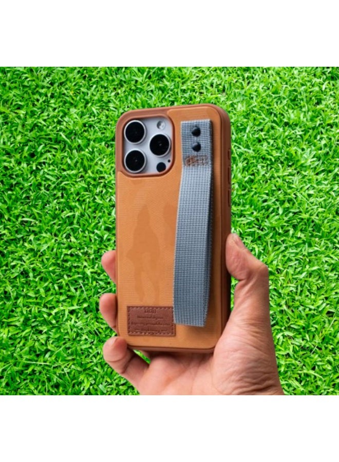 DDH iPhone 14 Pro Max Case with Carabiner Strap   Camel Color - Image 1