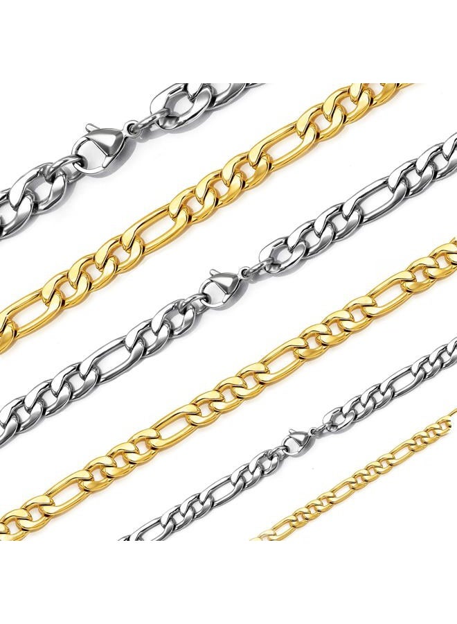 SANNYRA 22 Inches Figaro Chain Necklace 5MM Stainless Steel Figaro Link Chain for Men Women, 22 Inches, Stainless Steel, No Gemstone - Image 1