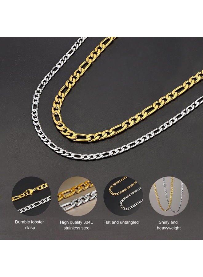 SANNYRA 22 Inches Figaro Chain Necklace 5MM Stainless Steel Figaro Link Chain for Men Women, 22 Inches, Stainless Steel, No Gemstone - Image 3