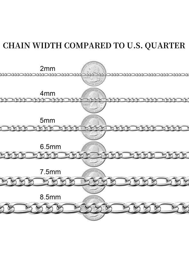 SANNYRA 22 Inches Figaro Chain Necklace 5MM Stainless Steel Figaro Link Chain for Men Women, 22 Inches, Stainless Steel, No Gemstone - Image 5