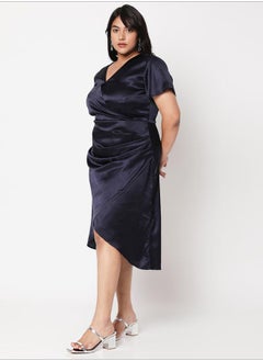 Solid Satin Wrap V-Neck Dress with Pleated Detail - pzsku/Z87899818CF13128ED79BZ/45/_/1738246018/de0ea11f-3bb6-4d26-9f1a-3d1709e48538