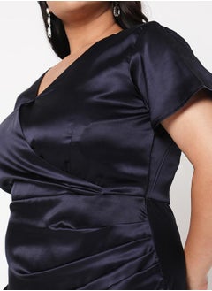 Solid Satin Wrap V-Neck Dress with Pleated Detail - pzsku/Z87899818CF13128ED79BZ/45/_/1738246229/b3956569-74ce-4aea-82e6-ab486e53ce73