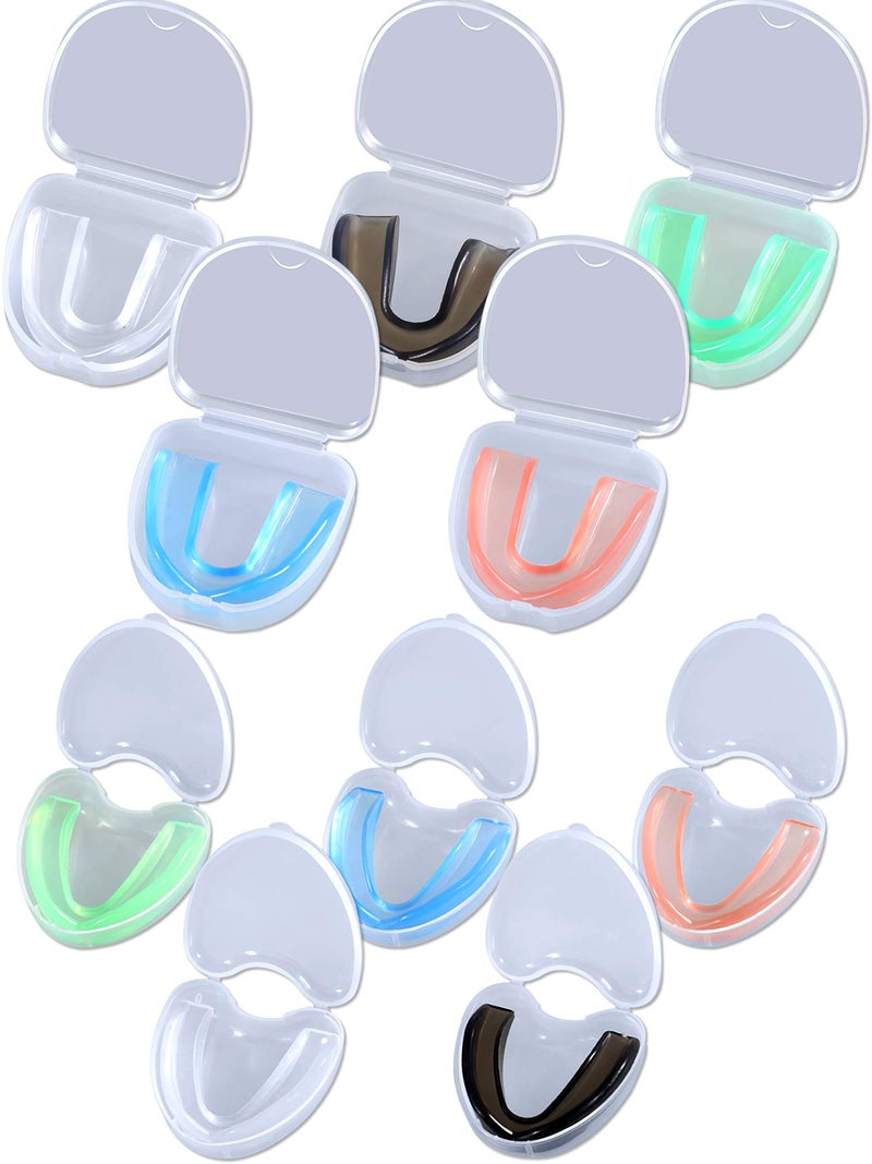 Hsei 10 Pieces Kids and Youth Mouth Guard for Sports with Portable Box for Football Lacrosse Basketball Boxing Taekwondo Karate Rugby Match 5 Colors Adult & Youth Mouth Guard - Image 1