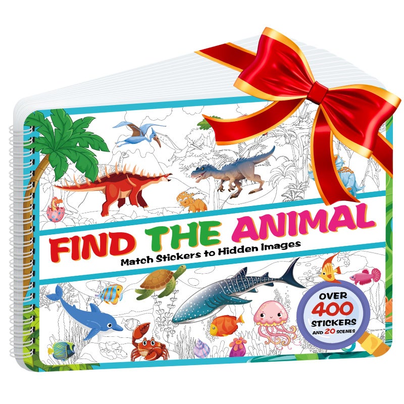 Kalysky Find The Animal Sticker Book For Kids  Dinosaur And Ocean Sticker Activity Book For Kids Ages 2-4 3-5  Toddlers Travel Road Trip Activities Car Games - Image 1