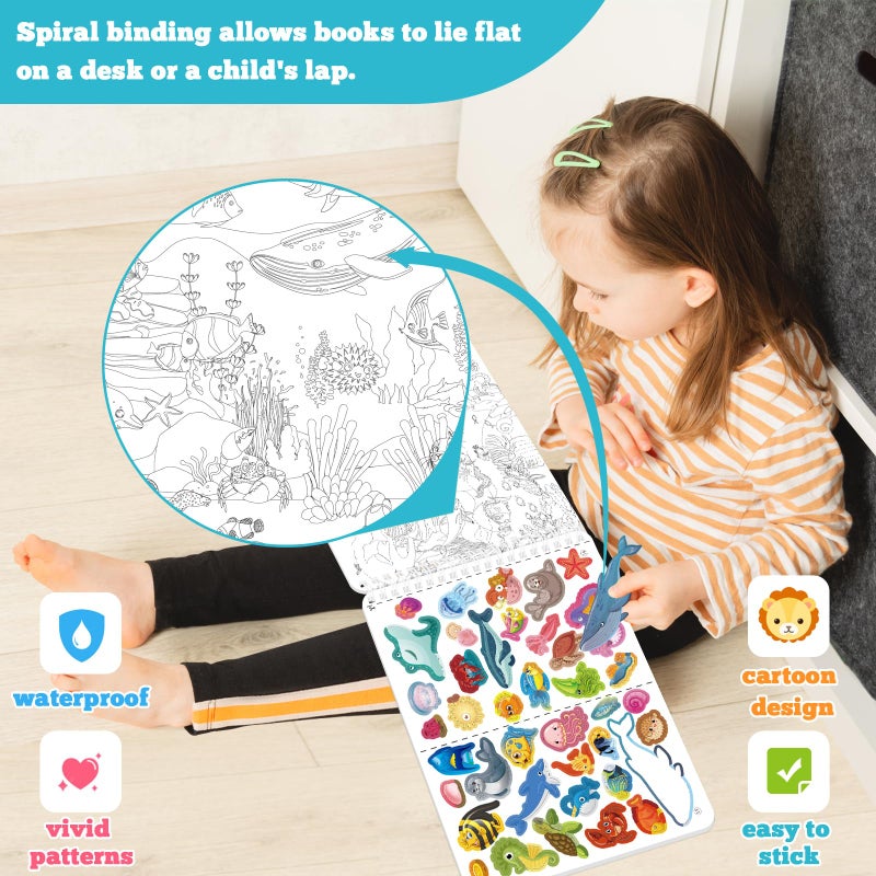 Kalysky Find The Animal Sticker Book For Kids  Dinosaur And Ocean Sticker Activity Book For Kids Ages 2-4 3-5  Toddlers Travel Road Trip Activities Car Games - Image 5
