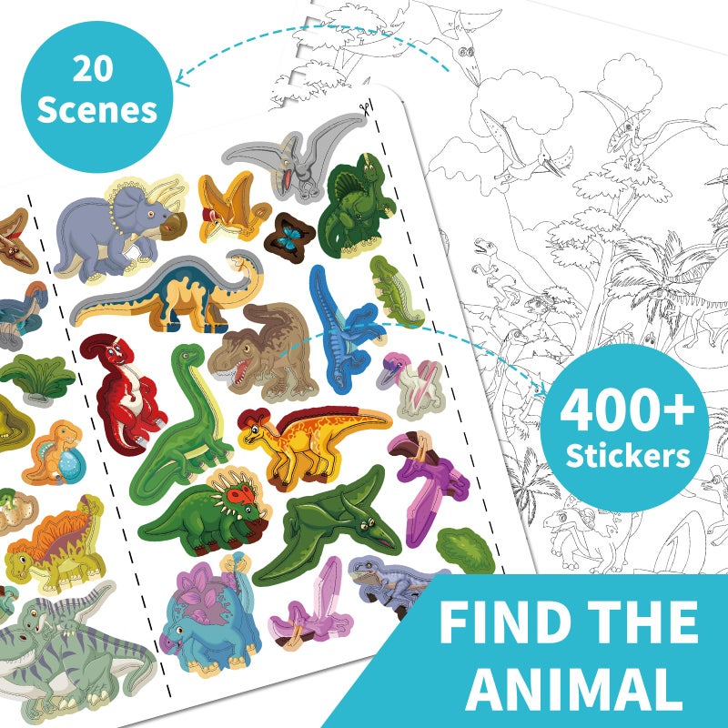 Kalysky Find The Animal Sticker Book For Kids  Dinosaur And Ocean Sticker Activity Book For Kids Ages 2-4 3-5  Toddlers Travel Road Trip Activities Car Games - Image 2