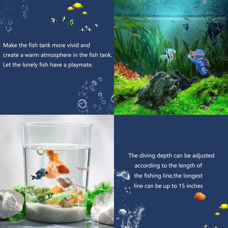 onesimcr Floating Fish Tank Decorations, Aquarium Decorations, Lovely Diver Fish Tank Decorations, Floating Device Fish Tank Accessoriesï¼ŒSuitable for All Kinds of Fish Tanksâ€¦ - Image 2