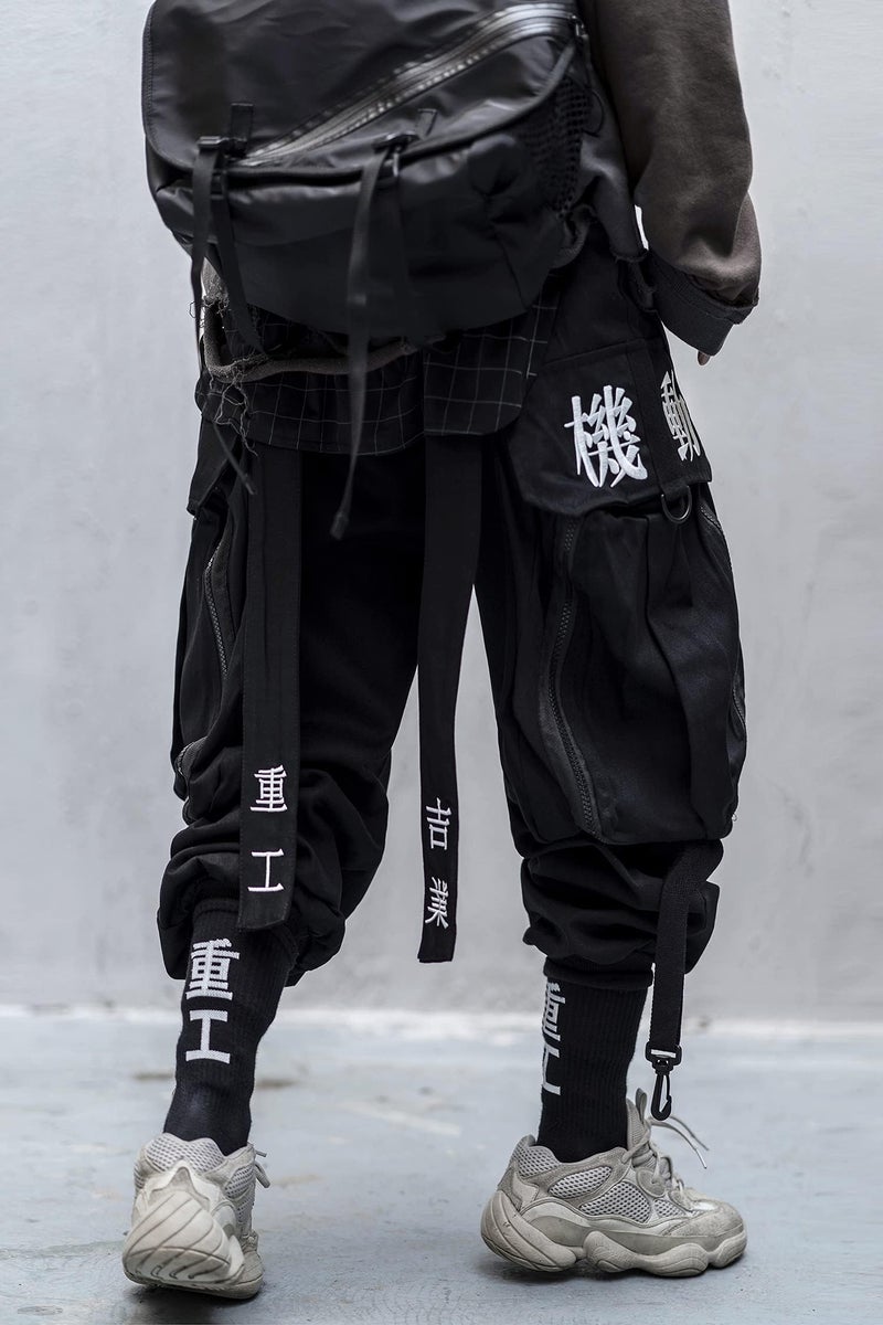 Niepce Inc Men's Japanese Streetwear Techwear Cargo Pants (Medium) Black - Image 4