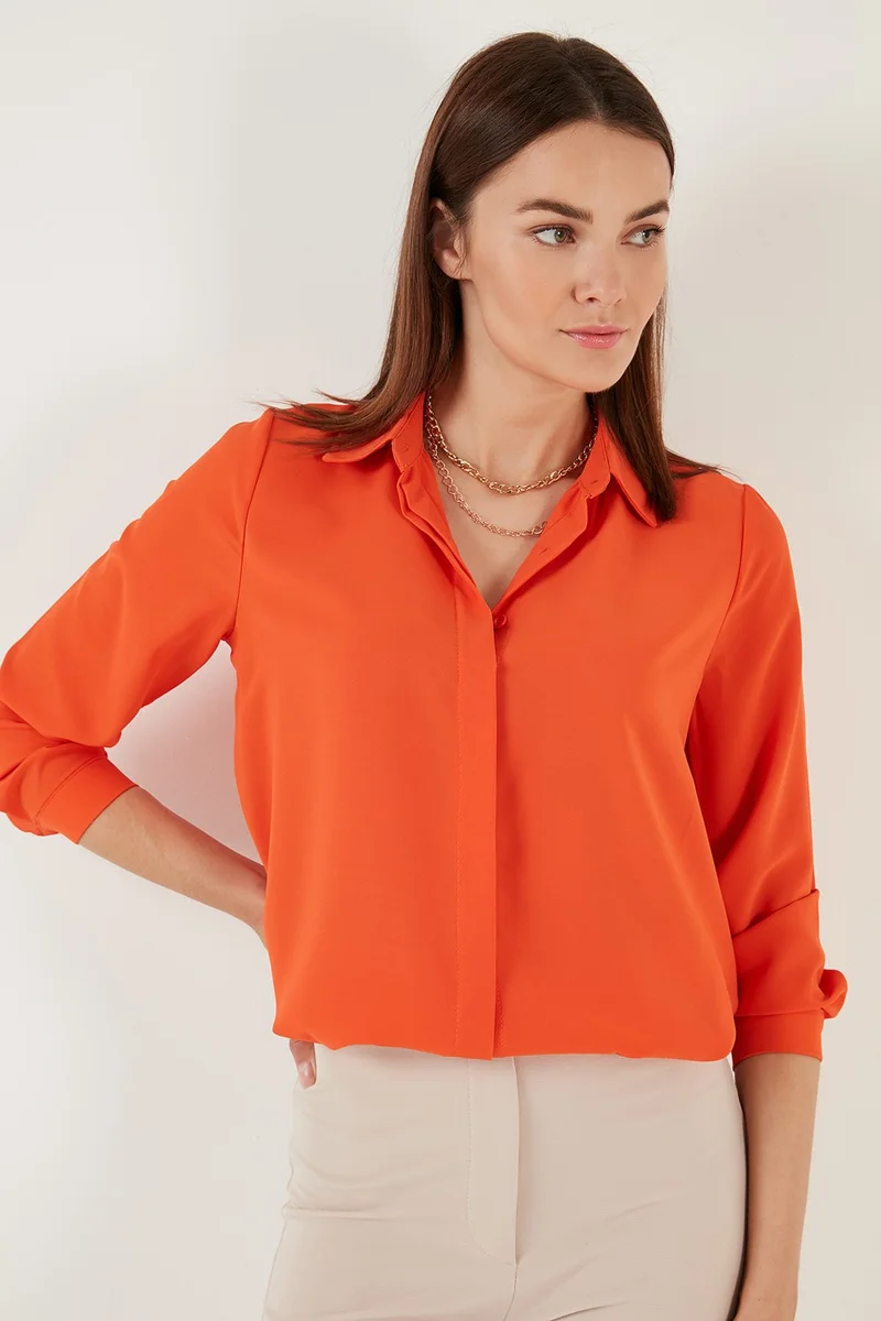 Lela Regular Fit Long Back Summer Shirt Women's Shirt 611BG9741