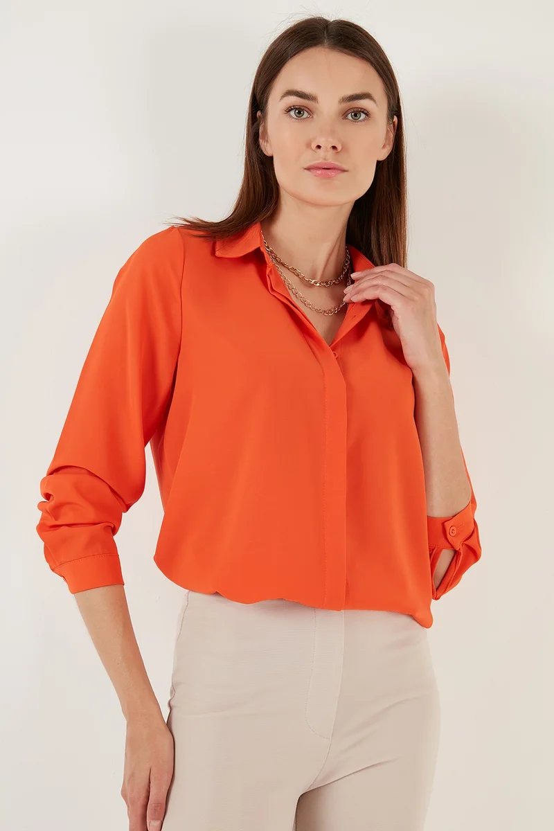 Lela Regular Fit Long Back Summer Shirt Women's Shirt 611BG9741