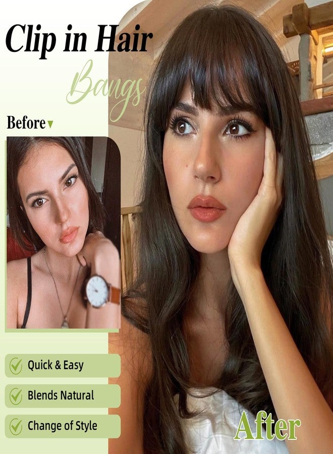 PINK SEVEN Clip In Bangs Human Hair Bangs 100% Real Human Hair Clip on bangs for women Fringe with Temples Hairpieces Faux Bangs for Daily Wear(Dark Brown) - Image 4