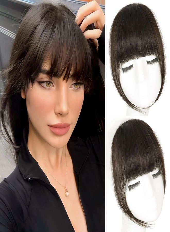 PINK SEVEN Clip In Bangs Human Hair Bangs 100% Real Human Hair Clip on bangs for women Fringe with Temples Hairpieces Faux Bangs for Daily Wear(Dark Brown) - Image 1
