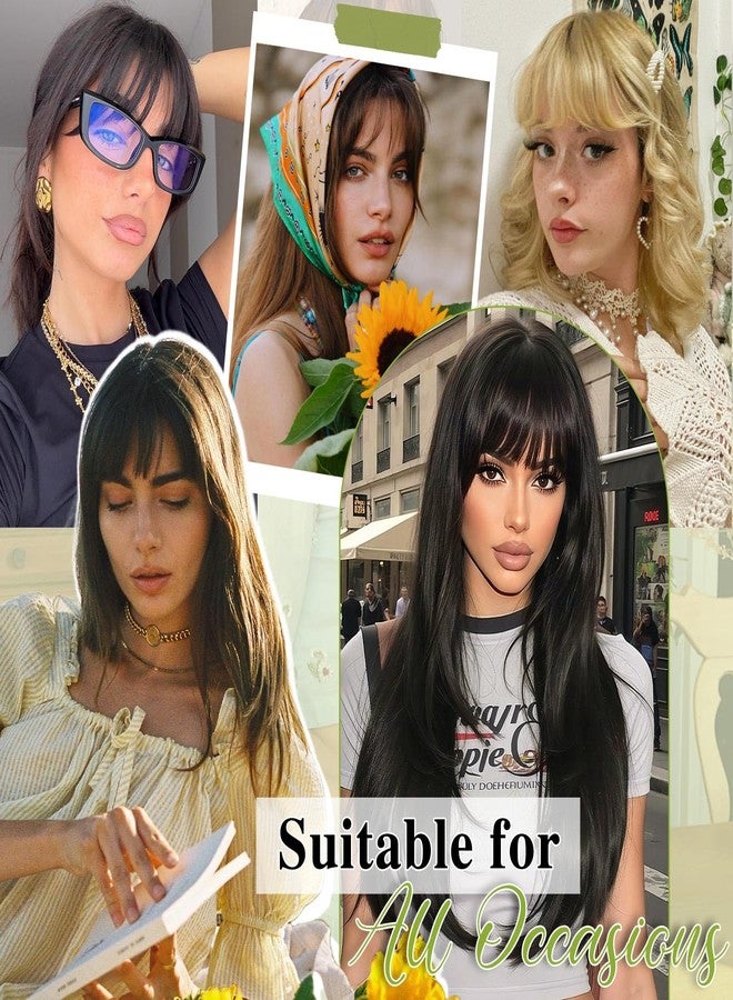PINK SEVEN Clip In Bangs Human Hair Bangs 100% Real Human Hair Clip on bangs for women Fringe with Temples Hairpieces Faux Bangs for Daily Wear(Dark Brown) - Image 5