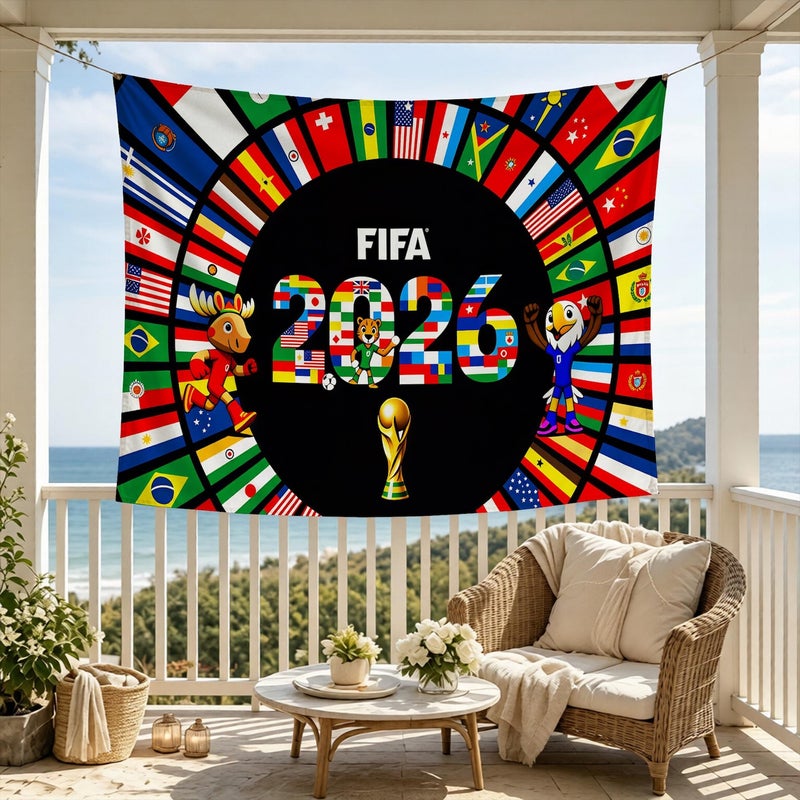 FIFA World Cup ARS FIFA World Cup 2026 Banner Wall Art, Party, Party Backdrop, Football Party – Premium Fabric Poster, Banner, Large Banner, Durable Weather-Resistant Hanging Banner with Metal Rings for Indoor & Outdoor Decoration - Image 2