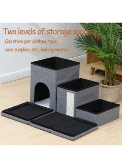 Dog Stairs with Pet House,3-Step Foldable Storage Indoor Dog Steps withScratcher for Puppy,Cats(Grey -House) - pzsku/Z878A13447A660639F821Z/45/_/1710926425/17305083-2dcd-4a4a-9ee7-ccda369f96e3