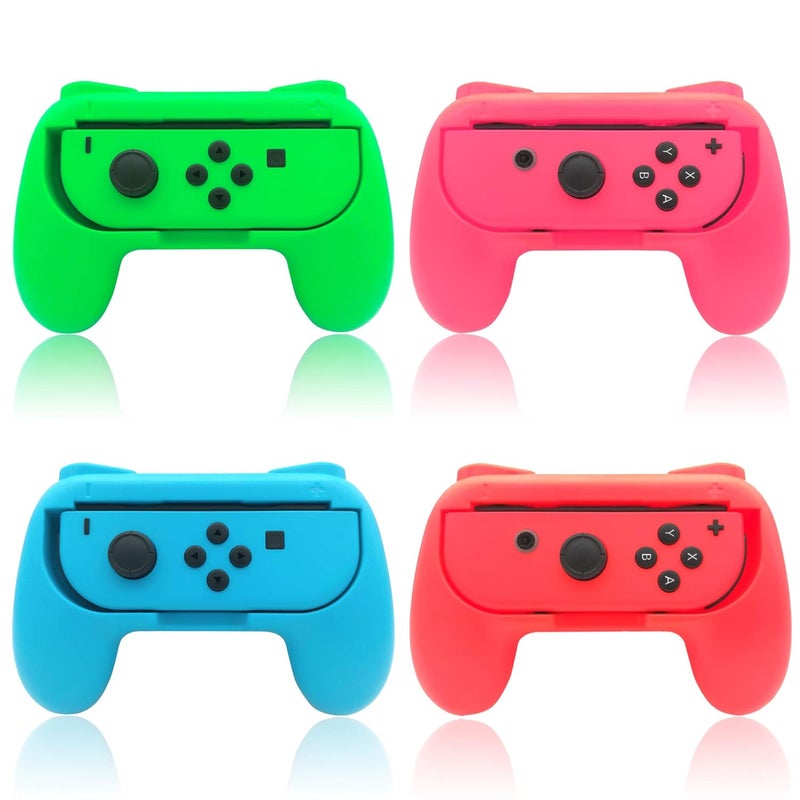 FYOUNG قبضات يد لجهاز سويتش وجهاز سويتش OLED JoyCons، قبضات يد للتحكم لجهاز سويتش Joy Cons وطراز سويتش OLED 2021 (4 عبوات)(أحمر-أزرق-أخضر-وردي) - Image 1