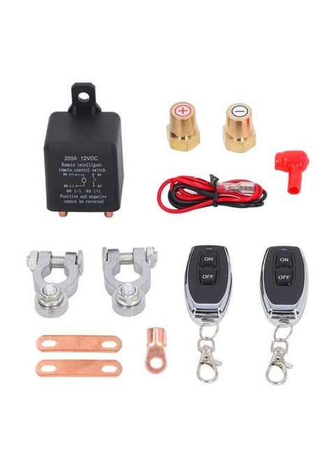 ZL180 12V 200A Car Relay Remote Rireless Battery Isolator with Battery Clip x 2 & Remote Control x 2